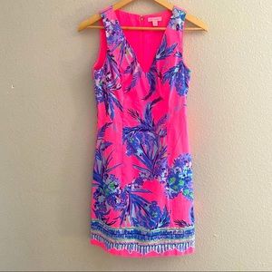 Lilly Pulitzer Hot Pink Blue Floral Dress 0